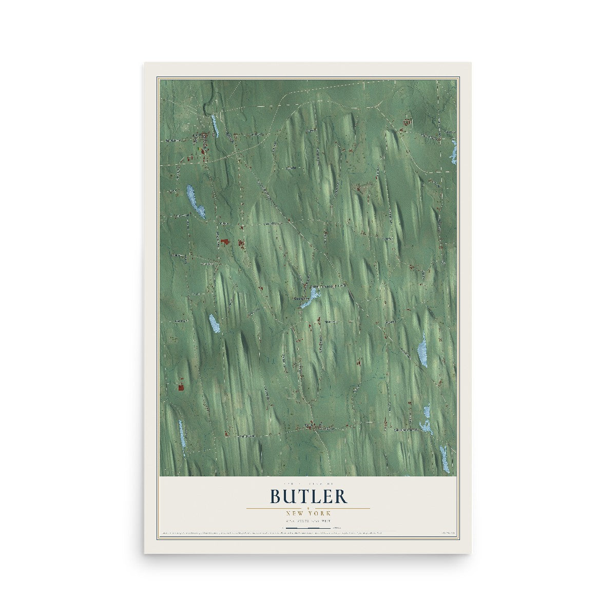 Butler, New York map print, 12" x 18" Archival Matte Print mockup