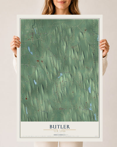 Butler, New York map print, 24" x 36" Archival Matte Print mockup