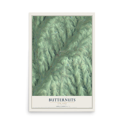 Butternuts, New York map print, 12" x 18" Archival Matte Print mockup