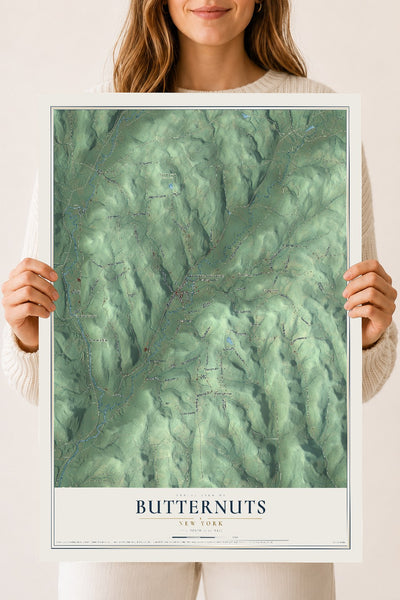 Butternuts, New York map print, 18" x 24" Archival Matte Print mockup