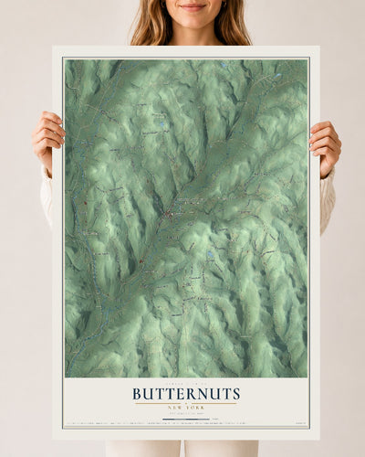 Butternuts, New York map print, 24" x 36" Archival Matte Print mockup