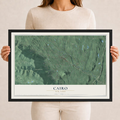 Cairo, New York map print, 12" x 18" W/ Black Ayous Wood Frame mockup