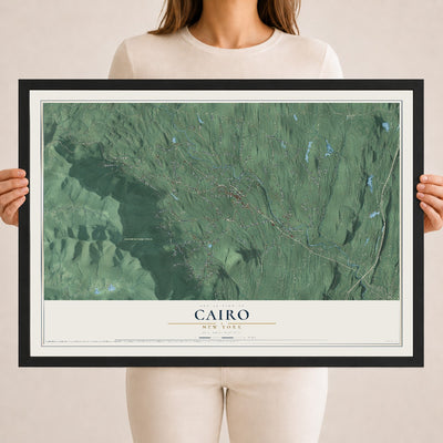 Cairo, New York map print, 18" x 24" W/ Black Ayous Wood Frame mockup