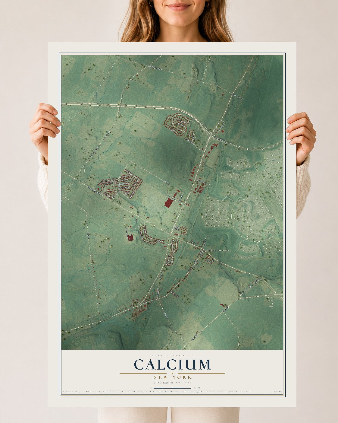 Calcium, New York map print, 24" x 36" Archival Matte Print mockup