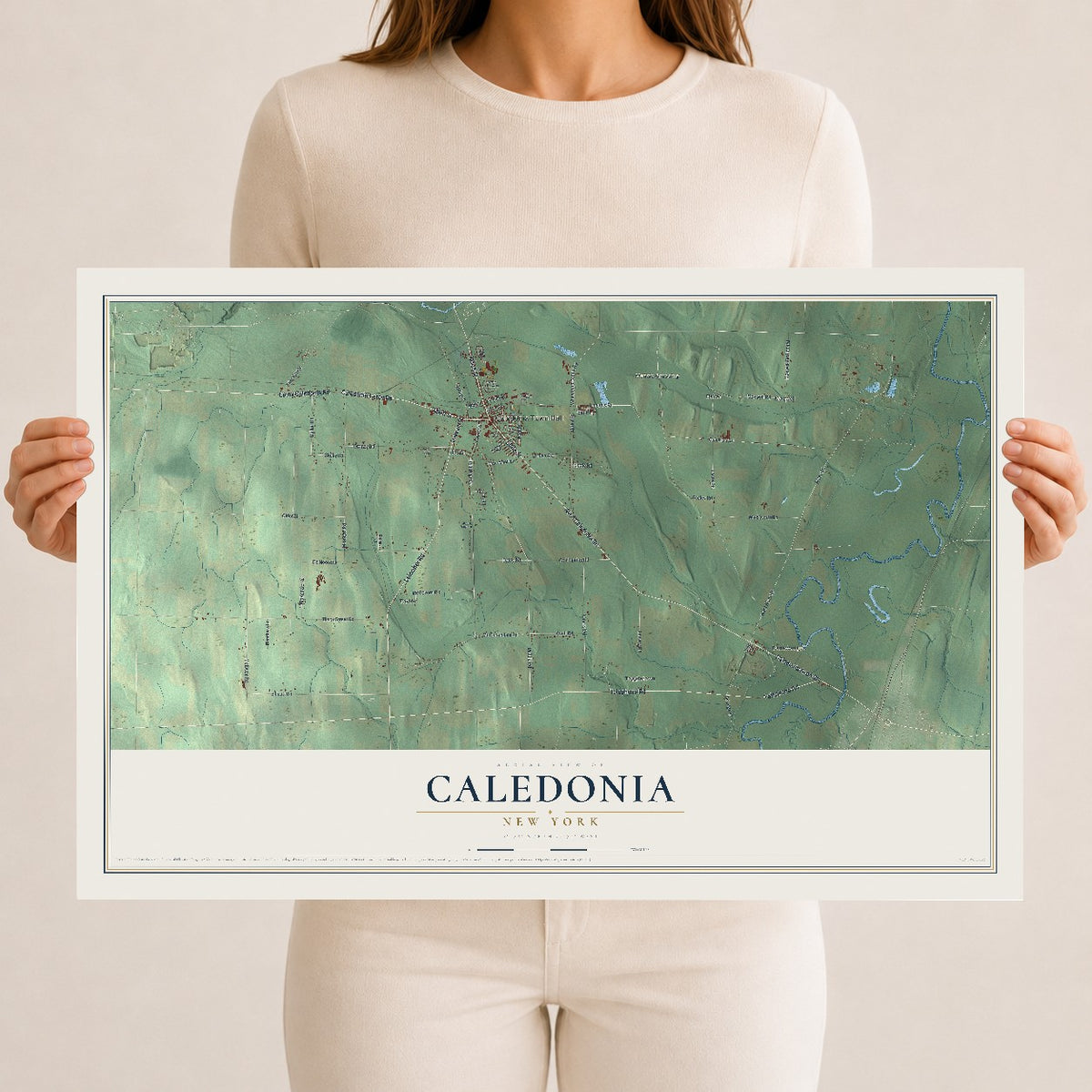 Caledonia, New York map print, 12" x 18" Archival Matte Print mockup