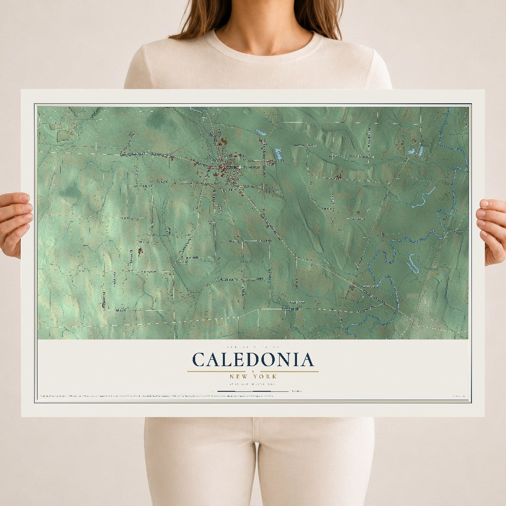 Caledonia, New York map print, 18" x 24" Archival Matte Print mockup