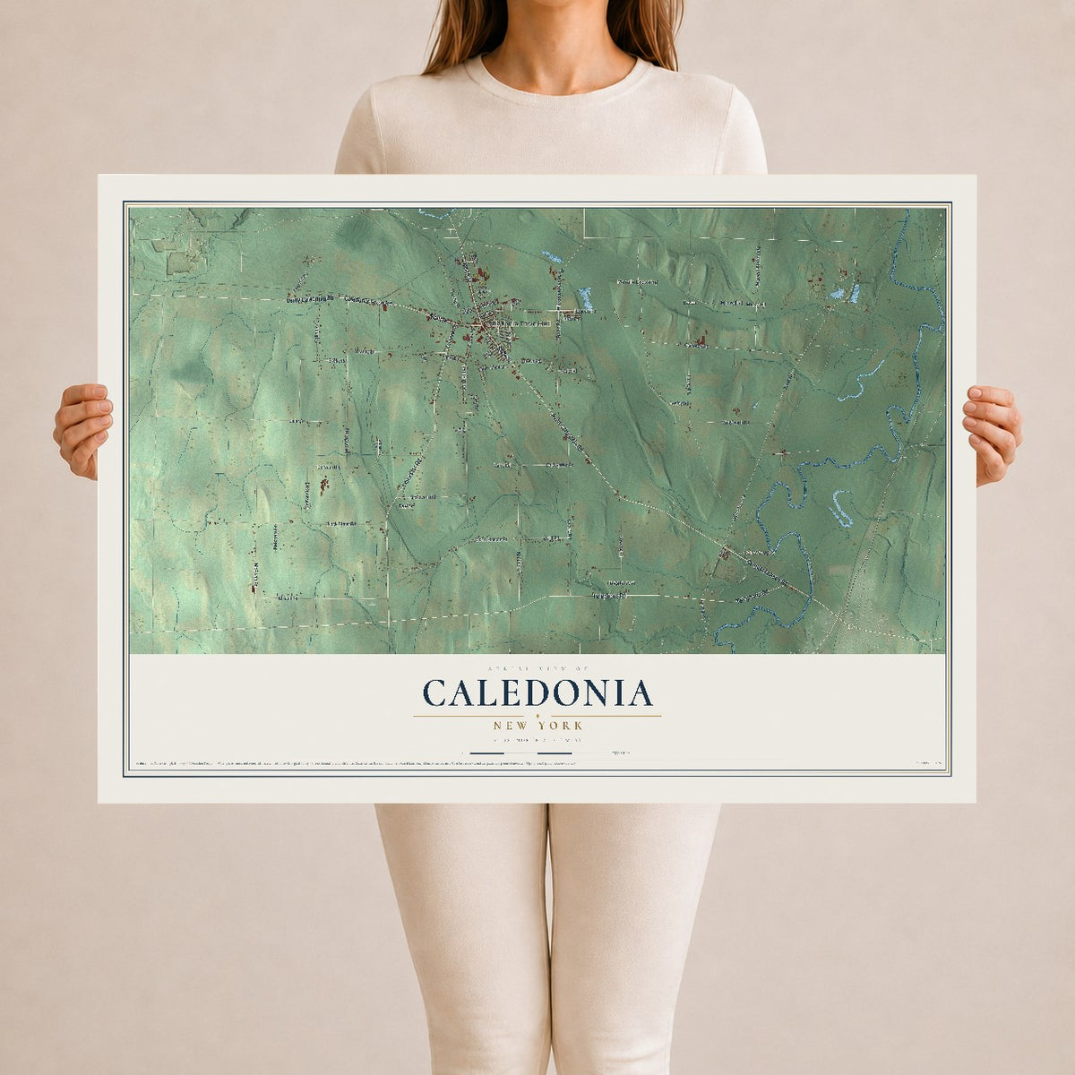Caledonia, New York map print, 24" x 36" Archival Matte Print mockup