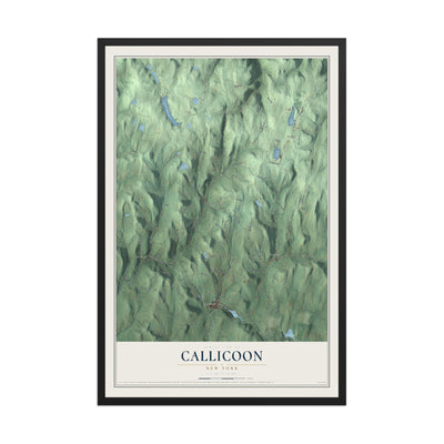 Callicoon, New York map print, 12" x 18" W/ Black Ayous Wood Frame mockup