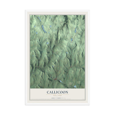 Callicoon, New York map print, 12" x 18" W/ White Ayous Wood Frame mockup