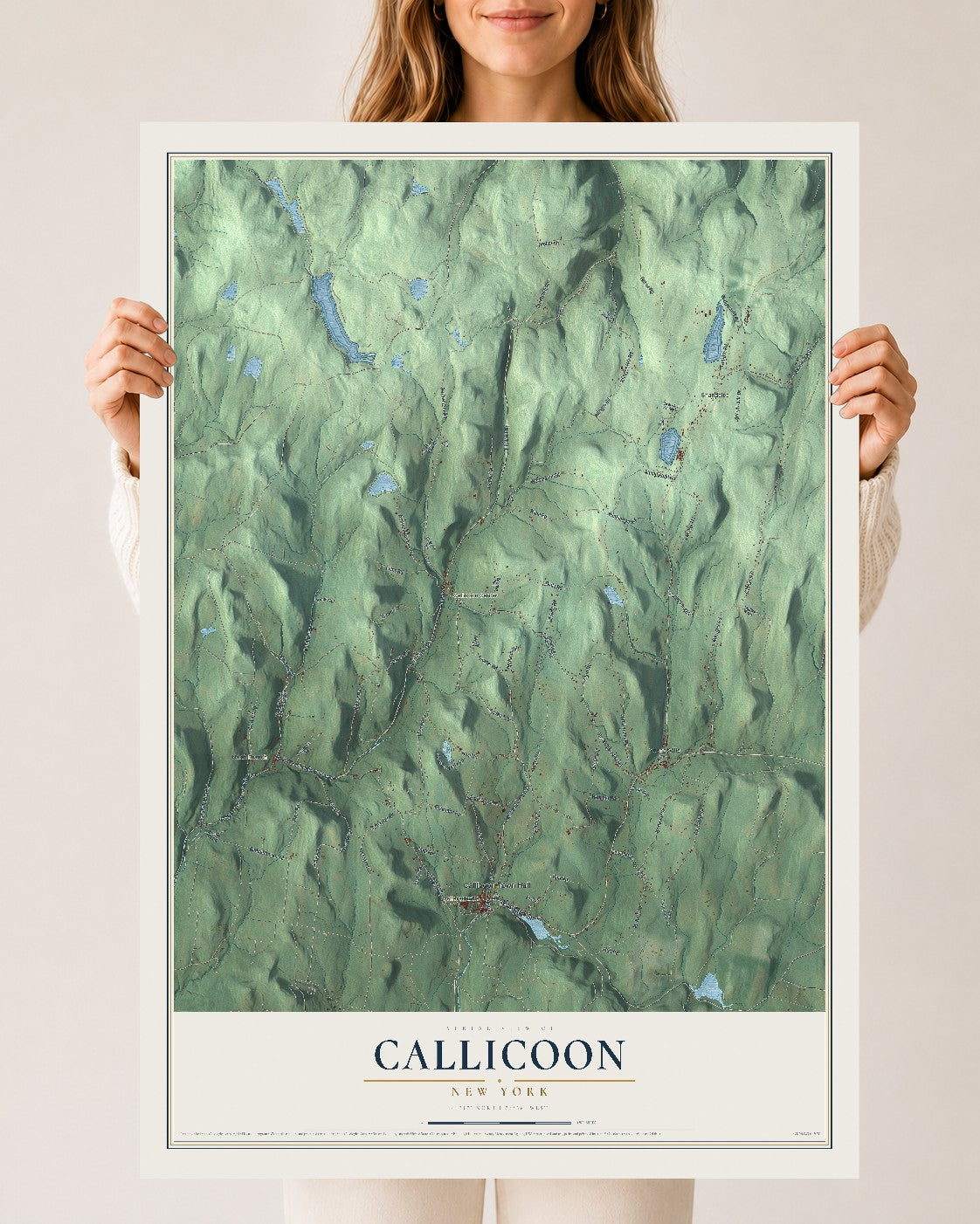 Callicoon, New York map print, 24" x 36" Archival Matte Print mockup