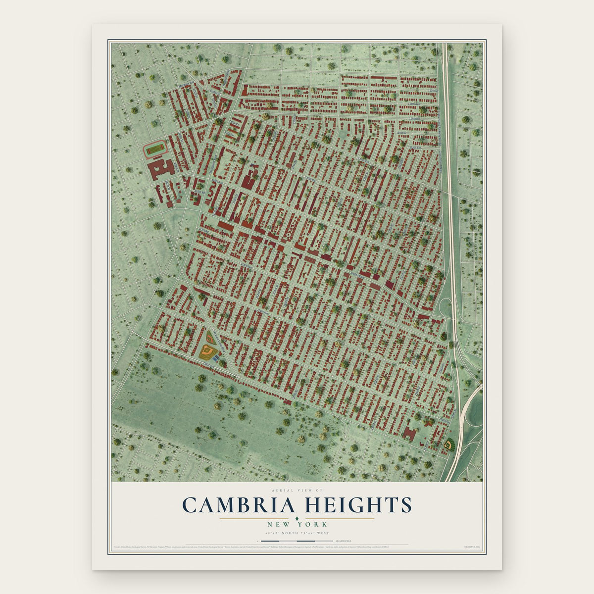Cambria Heights, New York map print, the full design