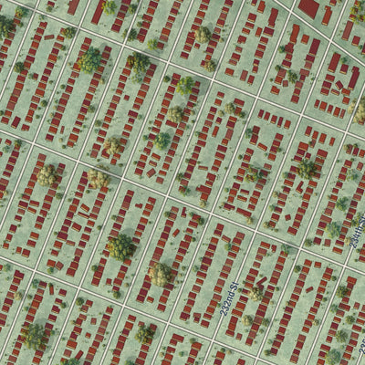 Close-up of the map of Cambria Heights, New York print showing street and building detail