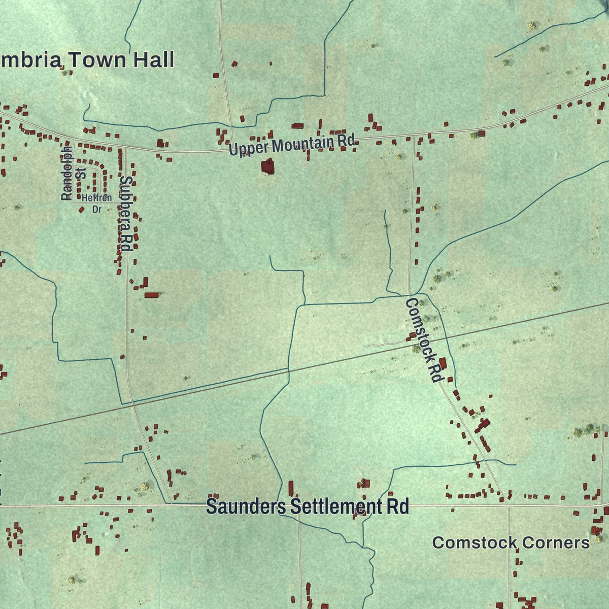 Close-up 2 of the Cambria, New York map artwork