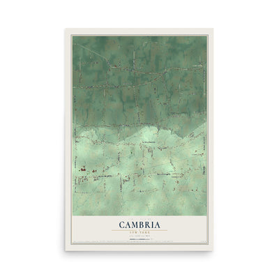Cambria, New York map print, 12" x 18" Archival Matte Print mockup