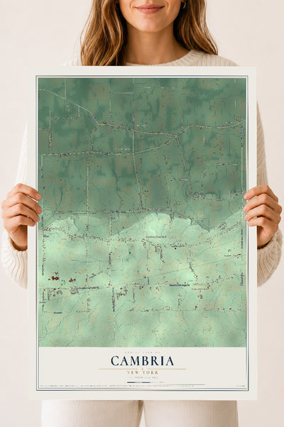 Cambria, New York map print, 18" x 24" Archival Matte Print mockup
