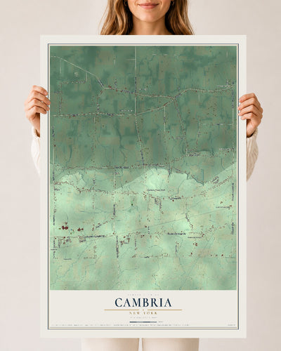 Cambria, New York map print, 24" x 36" Archival Matte Print mockup