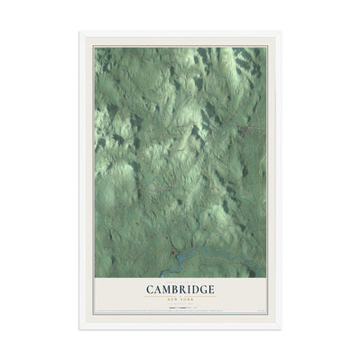 Cambridge, New York map print, 12" x 18" W/ White Ayous Wood Frame mockup