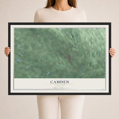 Camden, New York map print, 24" x 36" W/ Black Ayous Wood Frame mockup