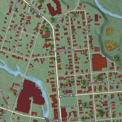 Close-up 1 of the Camden, New York map artwork