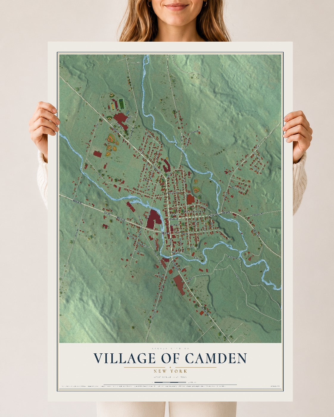 Camden, New York map print, 24" x 36" Archival Matte Print mockup