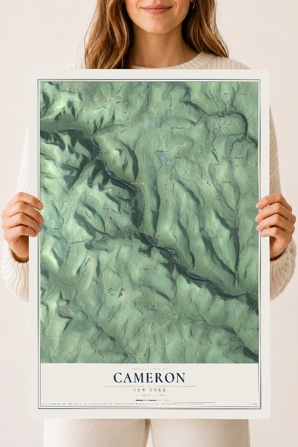 Cameron, New York map print, 18" x 24" Archival Matte Print mockup