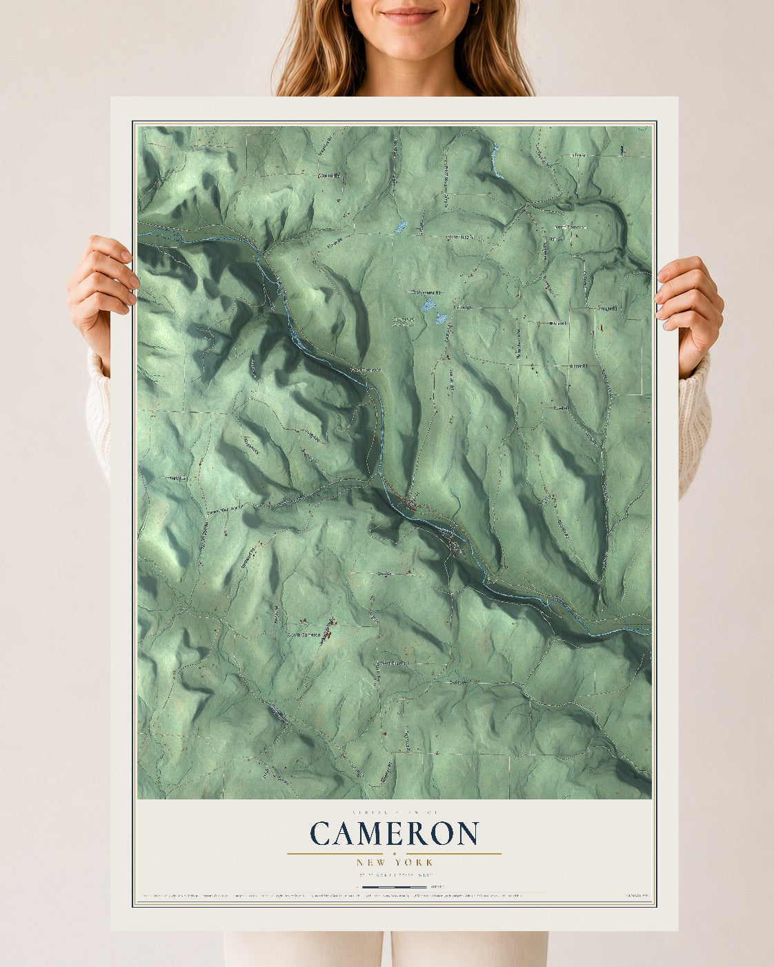 Cameron, New York map print, 24" x 36" Archival Matte Print mockup