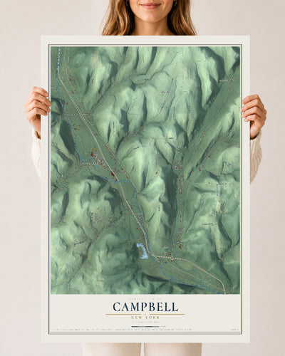Campbell, New York map print, 24" x 36" Archival Matte Print mockup