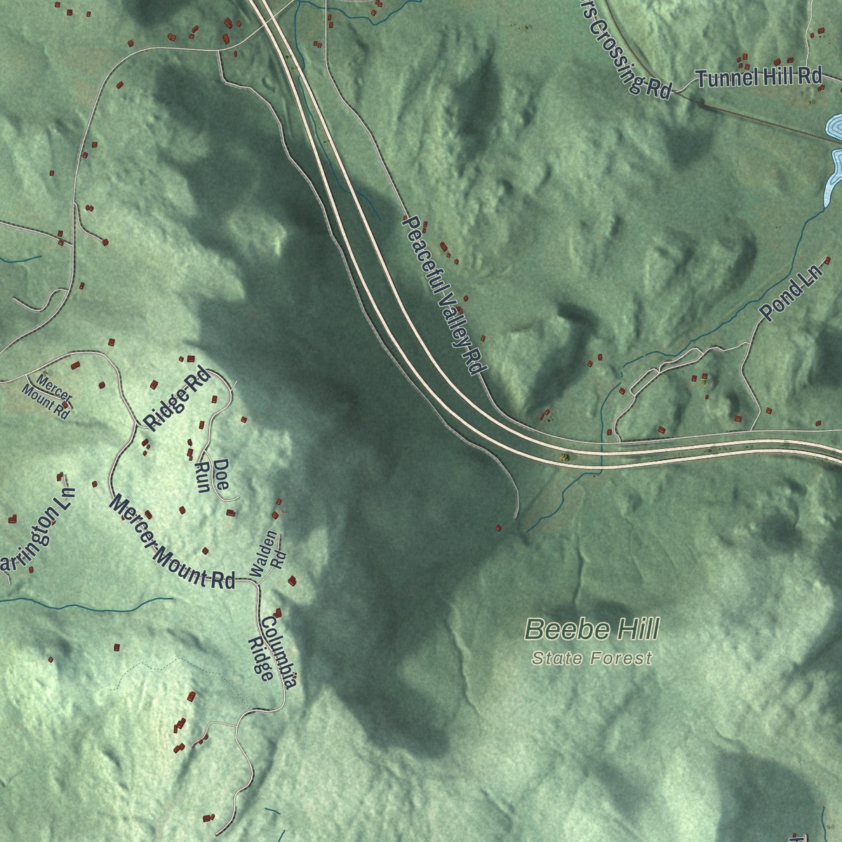 Close-up 2 of the Canaan, New York map artwork