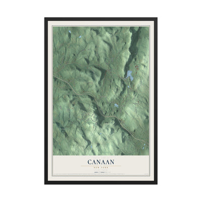 Map of Canaan, New York, 12 x 18 inch print in a black wood frame