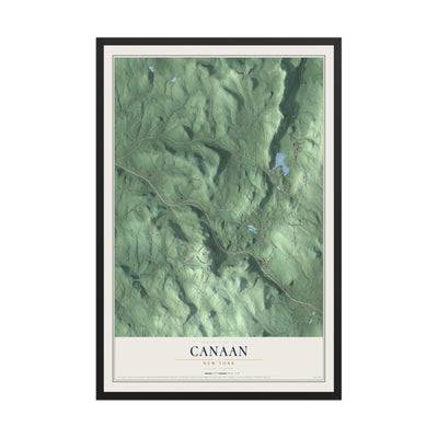 Canaan, New York map print, 12" x 18" W/ Black Ayous Wood Frame mockup