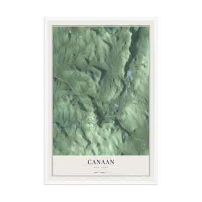 Canaan, New York map print, 12" x 18" W/ White Ayous Wood Frame mockup