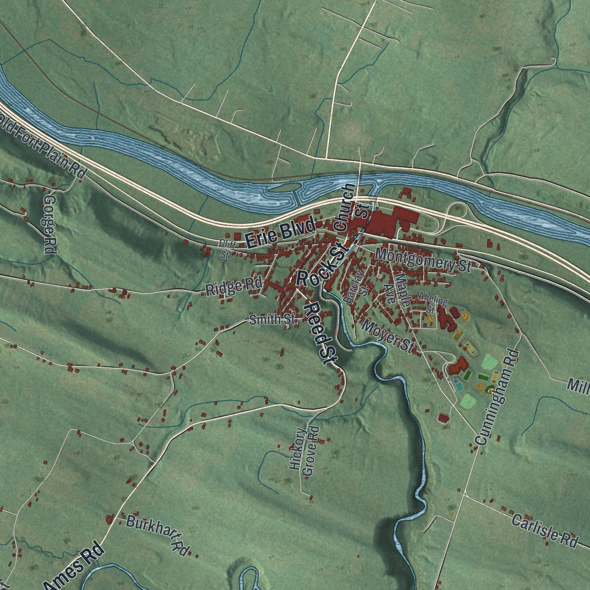 Close-up 1 of the Canajoharie, New York map artwork