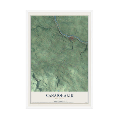 Canajoharie, New York map print, 12" x 18" W/ White Ayous Wood Frame mockup