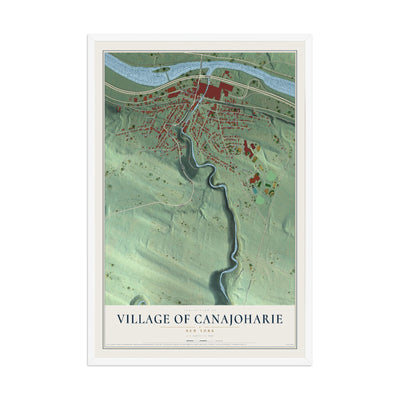 Canajoharie, New York map print, 12" x 18" W/ White Ayous Wood Frame mockup