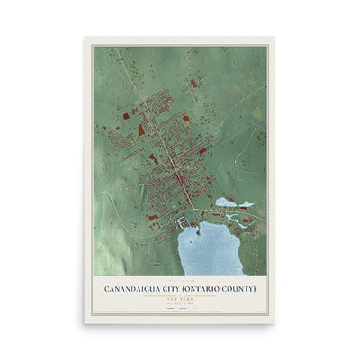 Canandaigua City (Ontario County), New York map print, 12" x 18" Archival Matte Print mockup