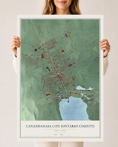 Canandaigua City (Ontario County), New York map print, 24" x 36" Archival Matte Print mockup