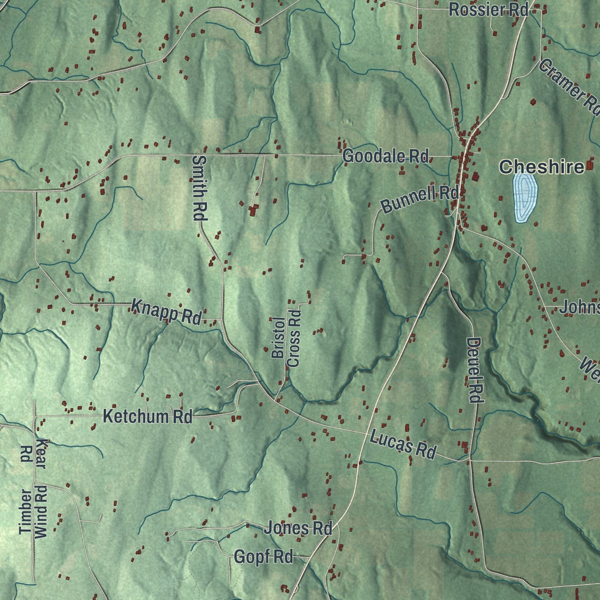 Close-up 2 of the Canandaigua Town (Ontario County), New York map artwork