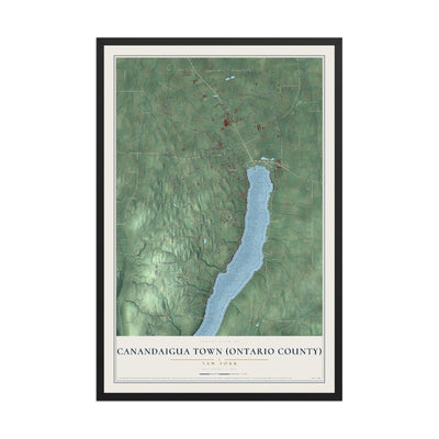 Canandaigua Town (Ontario County), New York map print, 12" x 18" W/ Black Ayous Wood Frame mockup