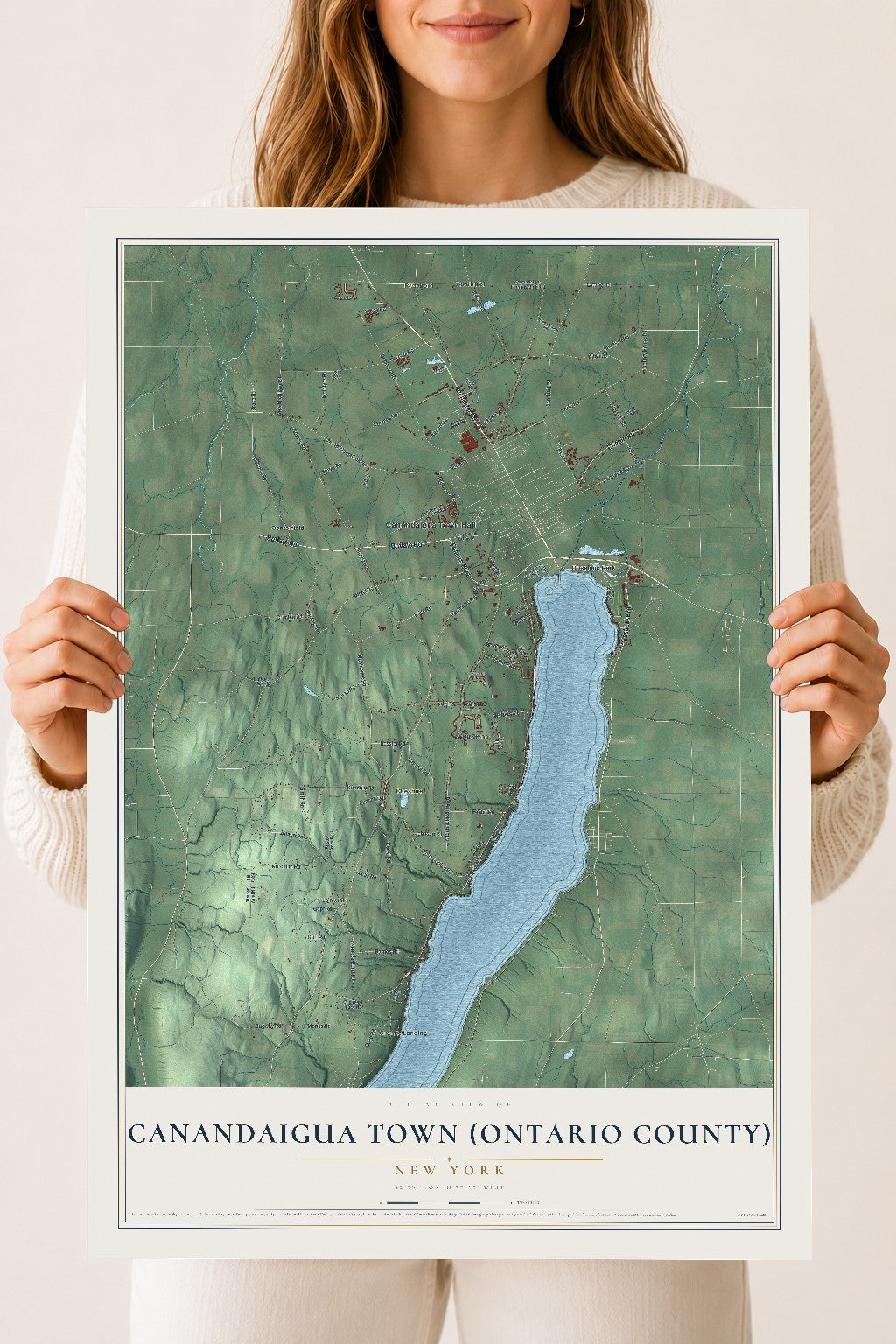 Canandaigua Town (Ontario County), New York map print, 18" x 24" Archival Matte Print mockup