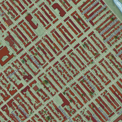 Close-up of the map of Canarsie, New York print showing street and building detail