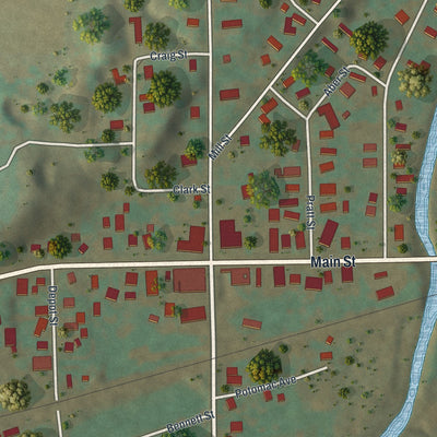 Close-up of the map of Canaseraga, New York print showing street and building detail