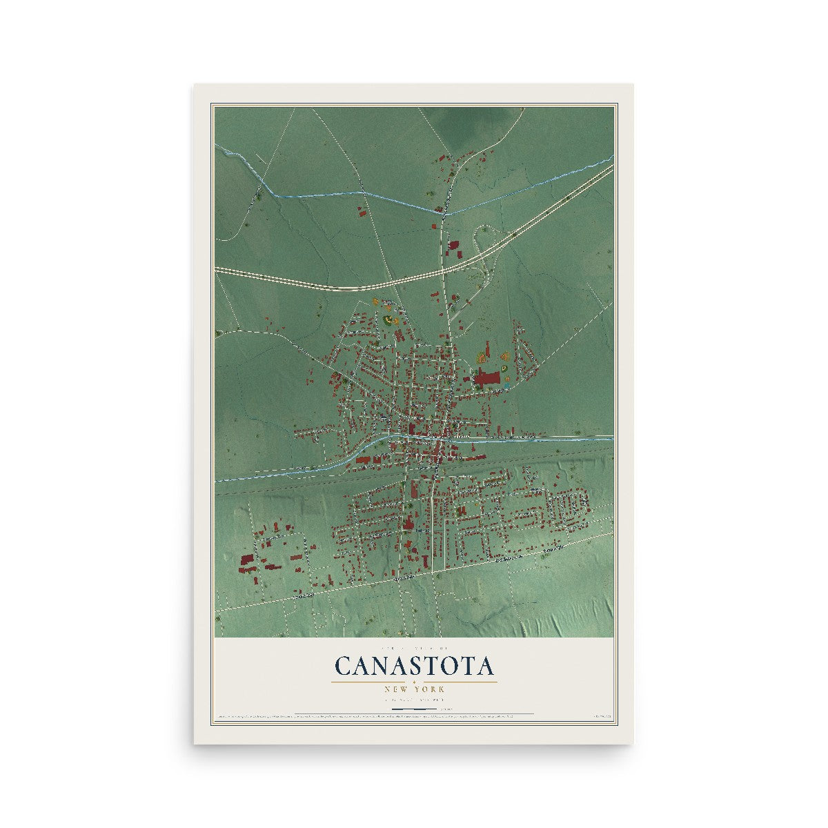 Canastota, New York map print, 12" x 18" Archival Matte Print mockup