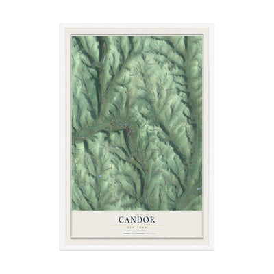 Candor, New York map print, 12" x 18" W/ White Ayous Wood Frame mockup