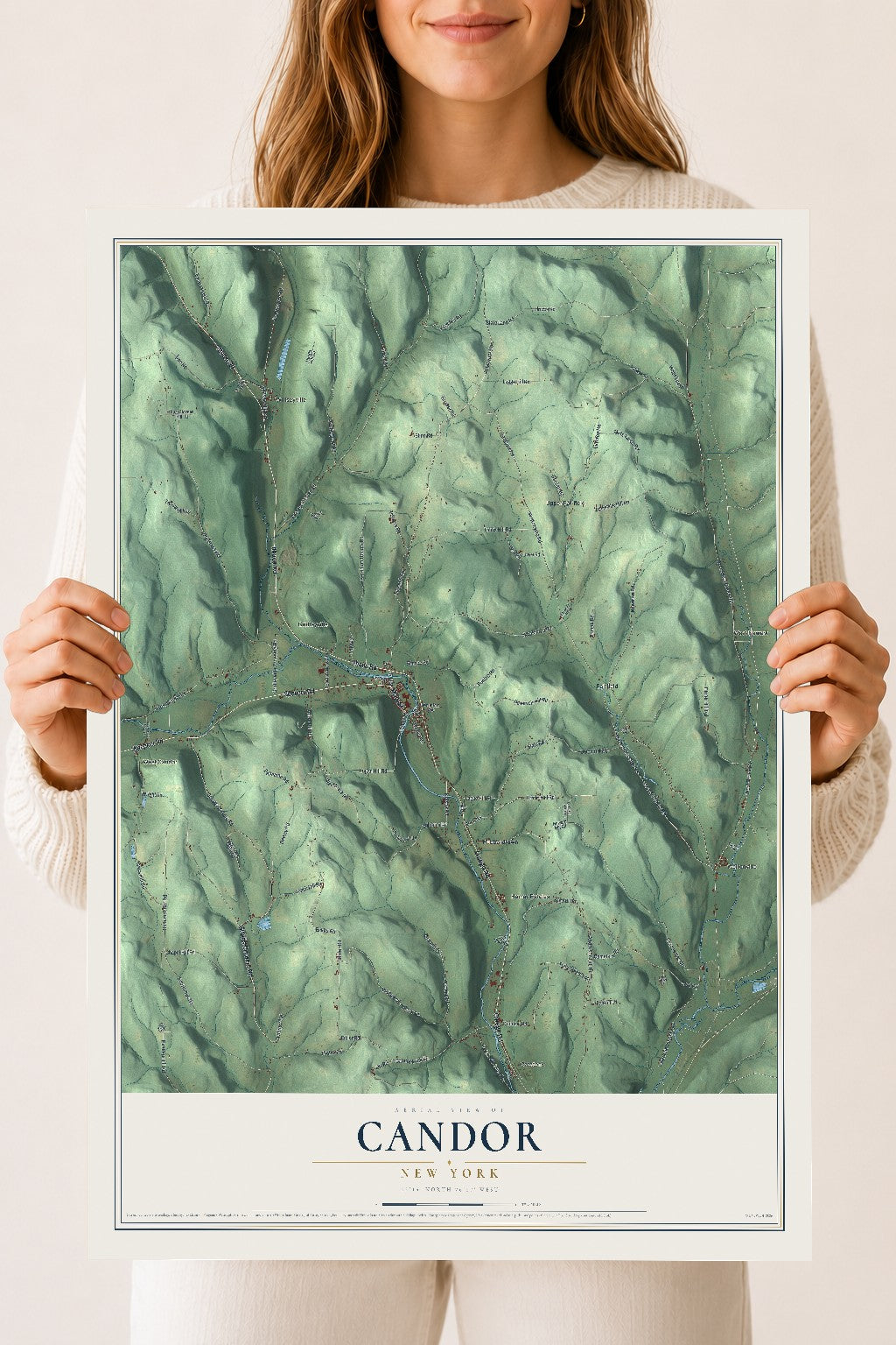 Candor, New York map print, 18" x 24" Archival Matte Print mockup