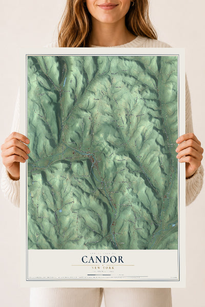 Candor, New York map print, 18" x 24" Archival Matte Print mockup
