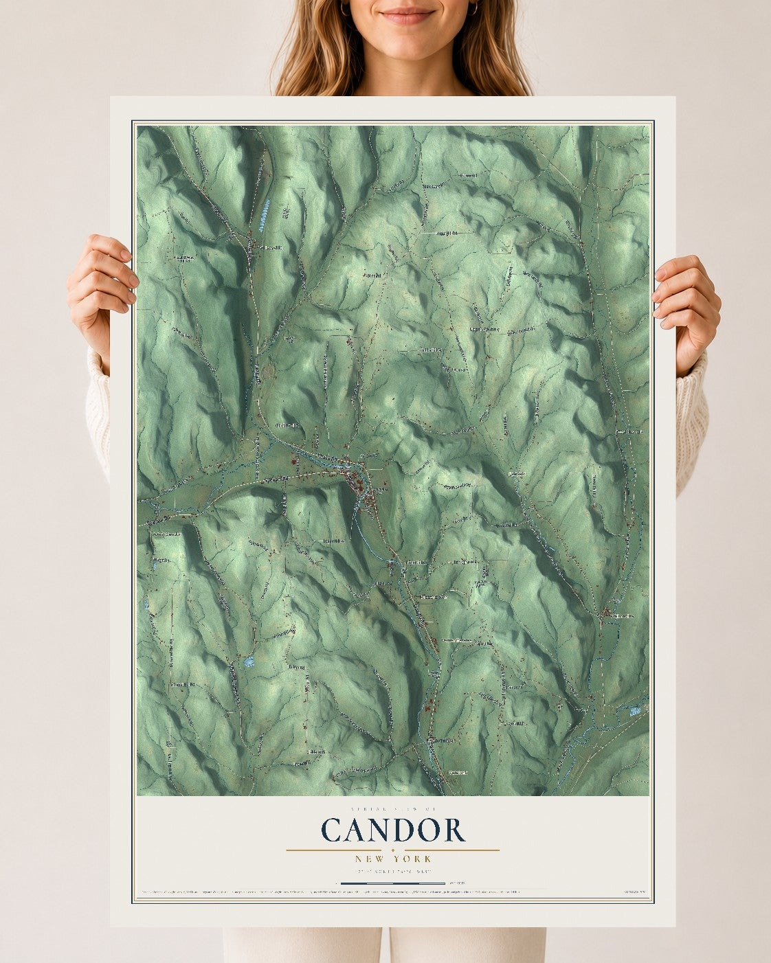 Candor, New York map print, 24" x 36" Archival Matte Print mockup