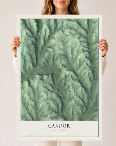 Candor, New York map print, 24" x 36" Archival Matte Print mockup