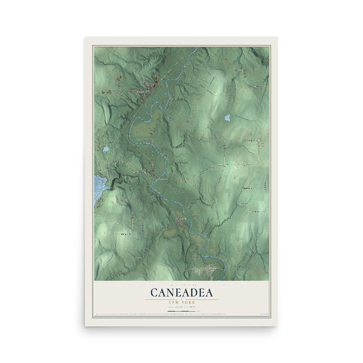 Caneadea, New York map print, 12" x 18" Archival Matte Print mockup