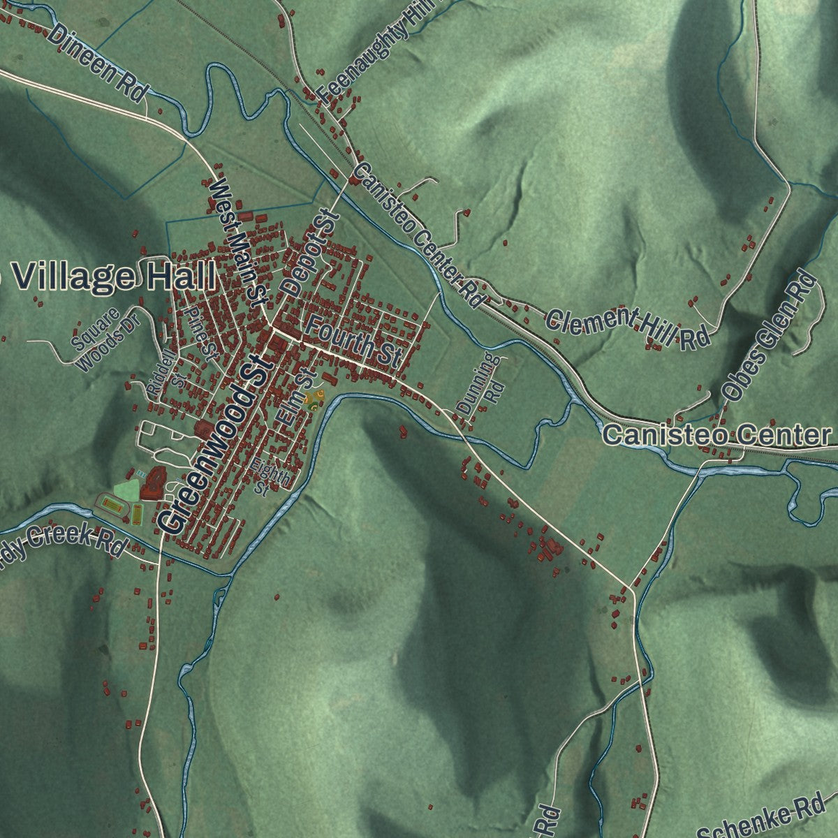 Close-up 1 of the Canisteo, New York map artwork