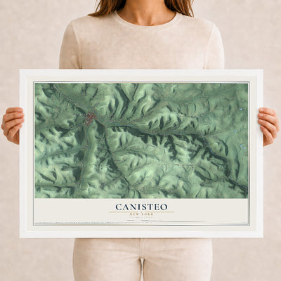Canisteo, New York map print, 12" x 18" W/ White Ayous Wood Frame mockup